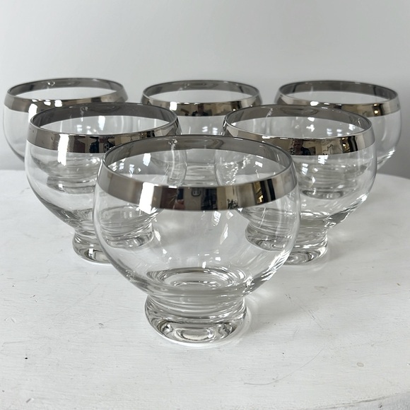 Midcentury 6 Lowball Allegro Band Cocktail Glasses - Picture 2 of 10